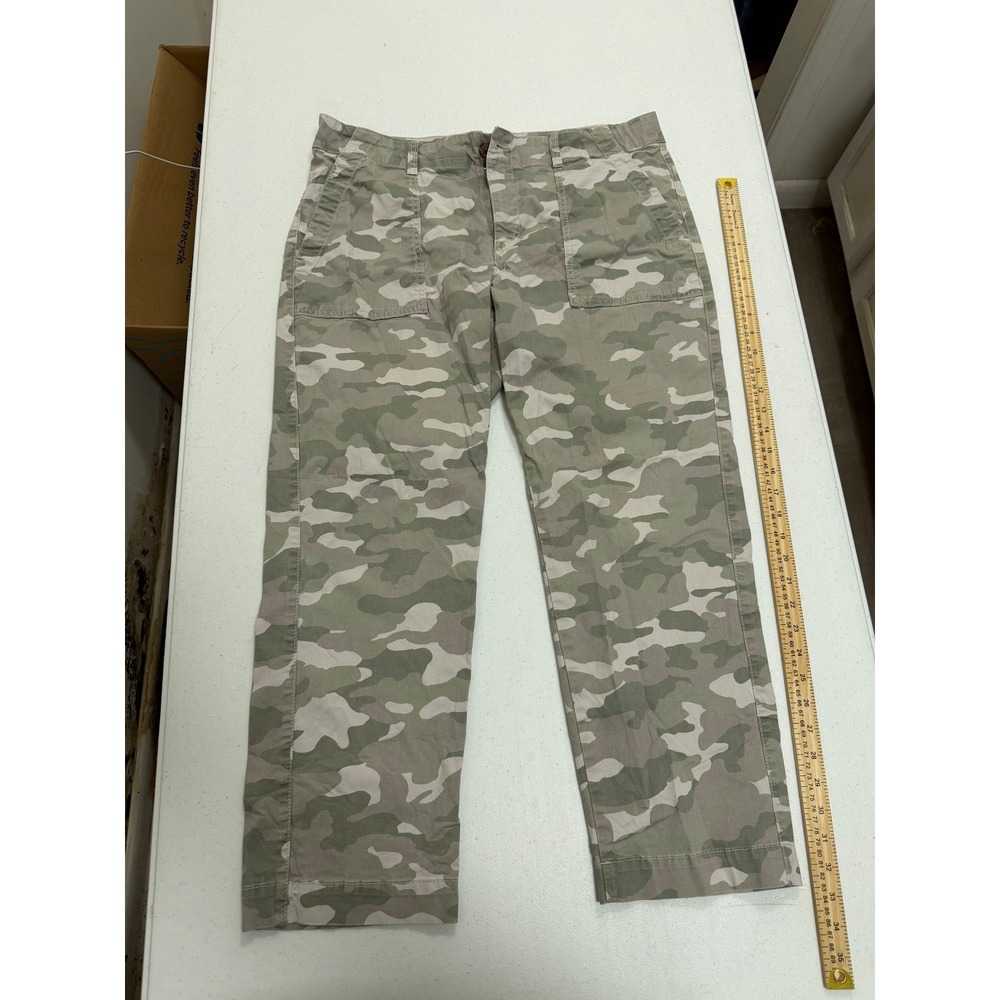 Gap Girlfriend Khaki Camo Pants Green Tan Camouflage Straight Leg Size 14